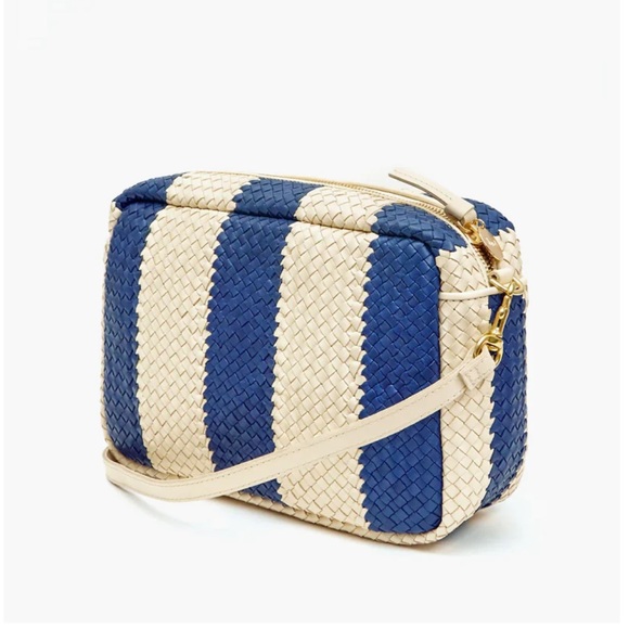 Clare V Woven Racing Stripe Marisol in Indigo & Cream - Picture 7 of 10